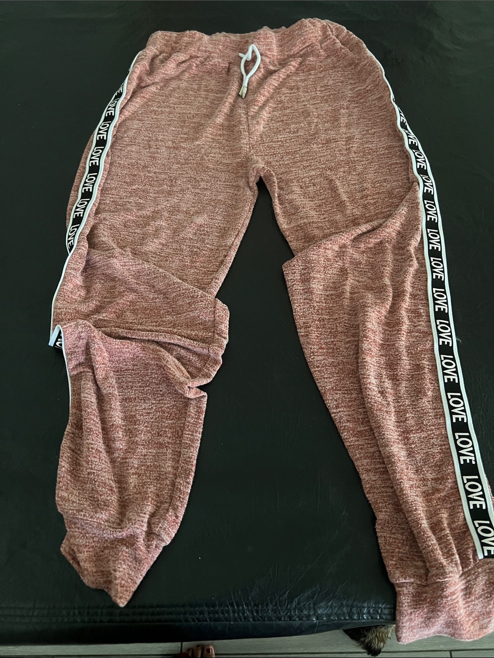 Women's Cozy Pink Marled Joggers with 'LOVE' Side Tape